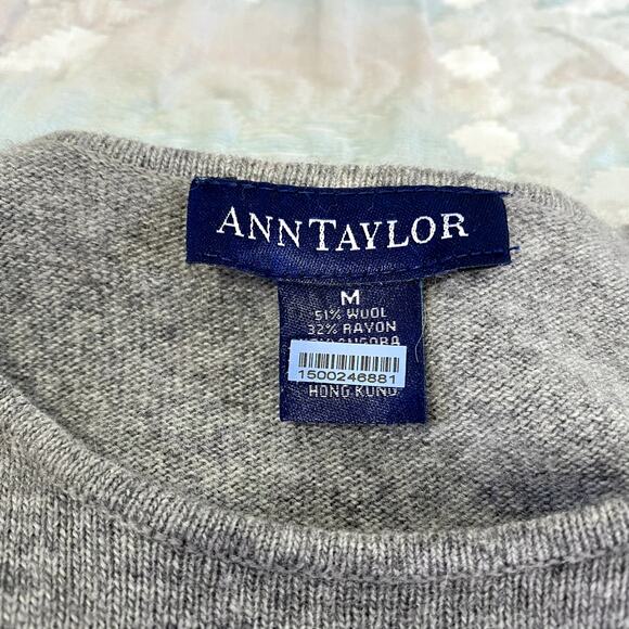 Ann Taylor Gray and Purple Sleeveless Wool Blend Sweater Vest Top - Picture 3 of 8